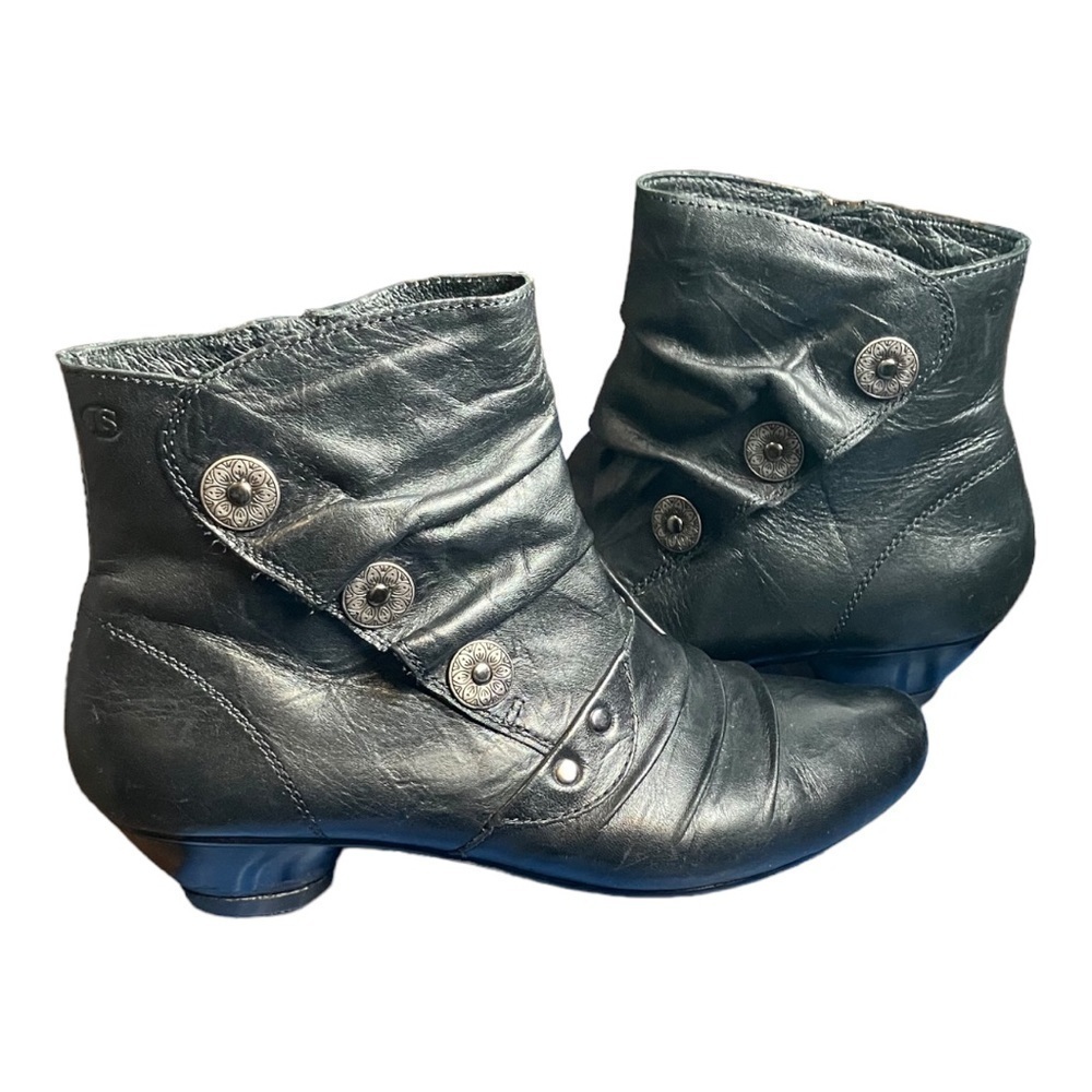 Josef Seibel Tina Black Leather Ankle Boots Side Zip Comfort Shoes EU 38 US 7 - Picture 6 of 16